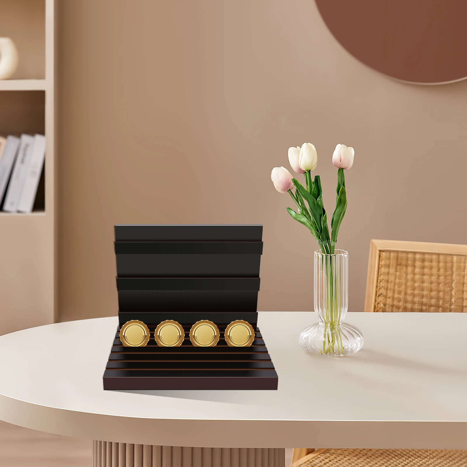 Coin Display Stand Wooden Commemorative Coin Display Rack Versatile Coin Shelf Coin Holder Desk Organizer For Collectors