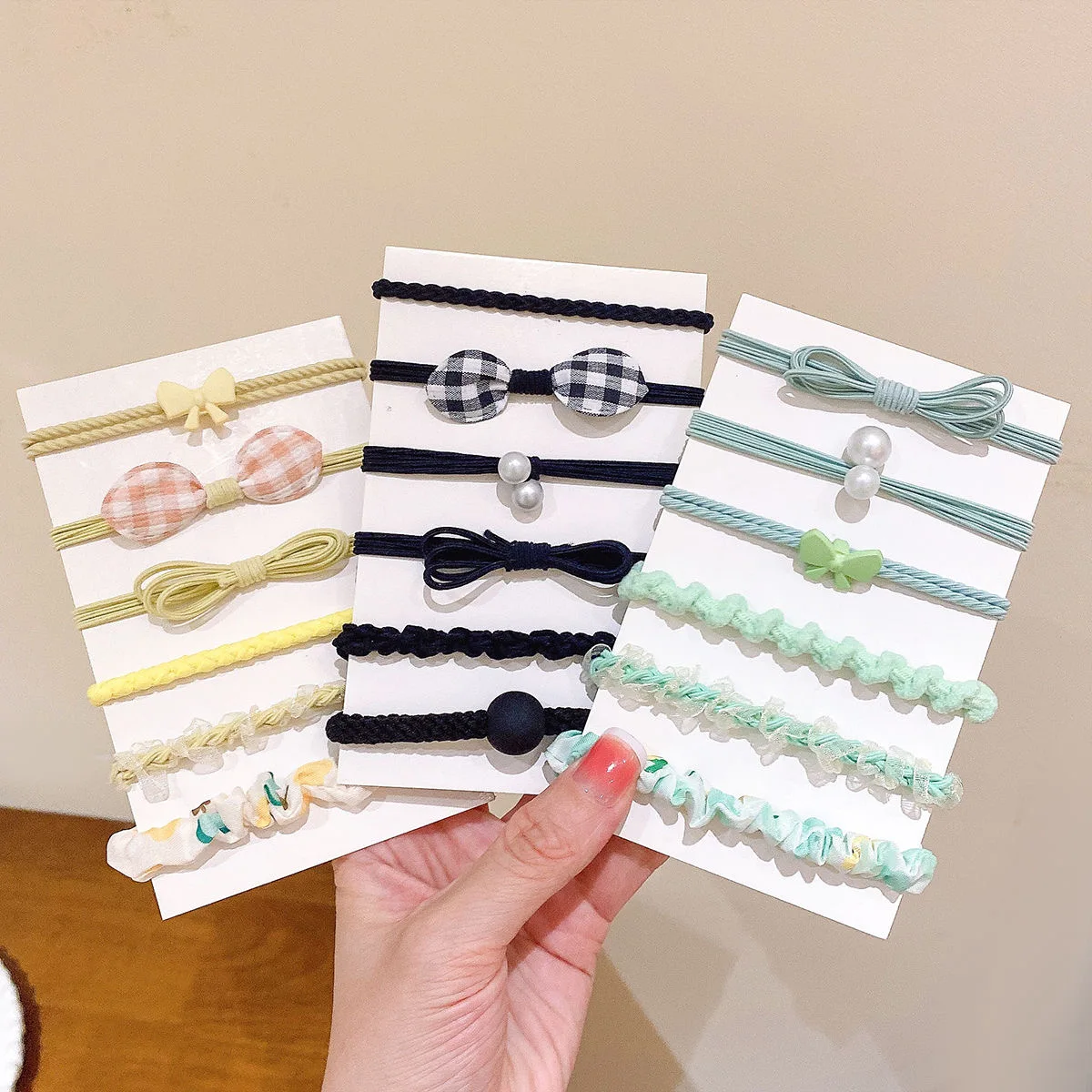 6Pcs/set Candy High Elastic Hair Band for Girls Ponytail Holder Hair Rope Bow Scrunchie Hair Ties Rubber Headband Accessories