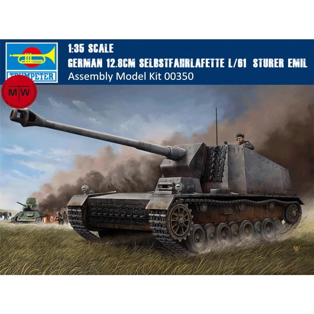 

Trumpeter 00350 1/35 Scale German 12.8cm Selbstfahrlafette L/61 Sturer Emil Military Plastic Assembly Model Kits