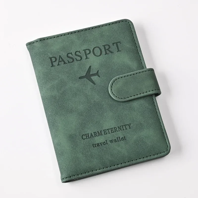 

PU Magnetic Buckle RFID Travel Passport Cover Passport Protection Case Flight Ticket Clip Passport Holder Id Card Holder Unisex