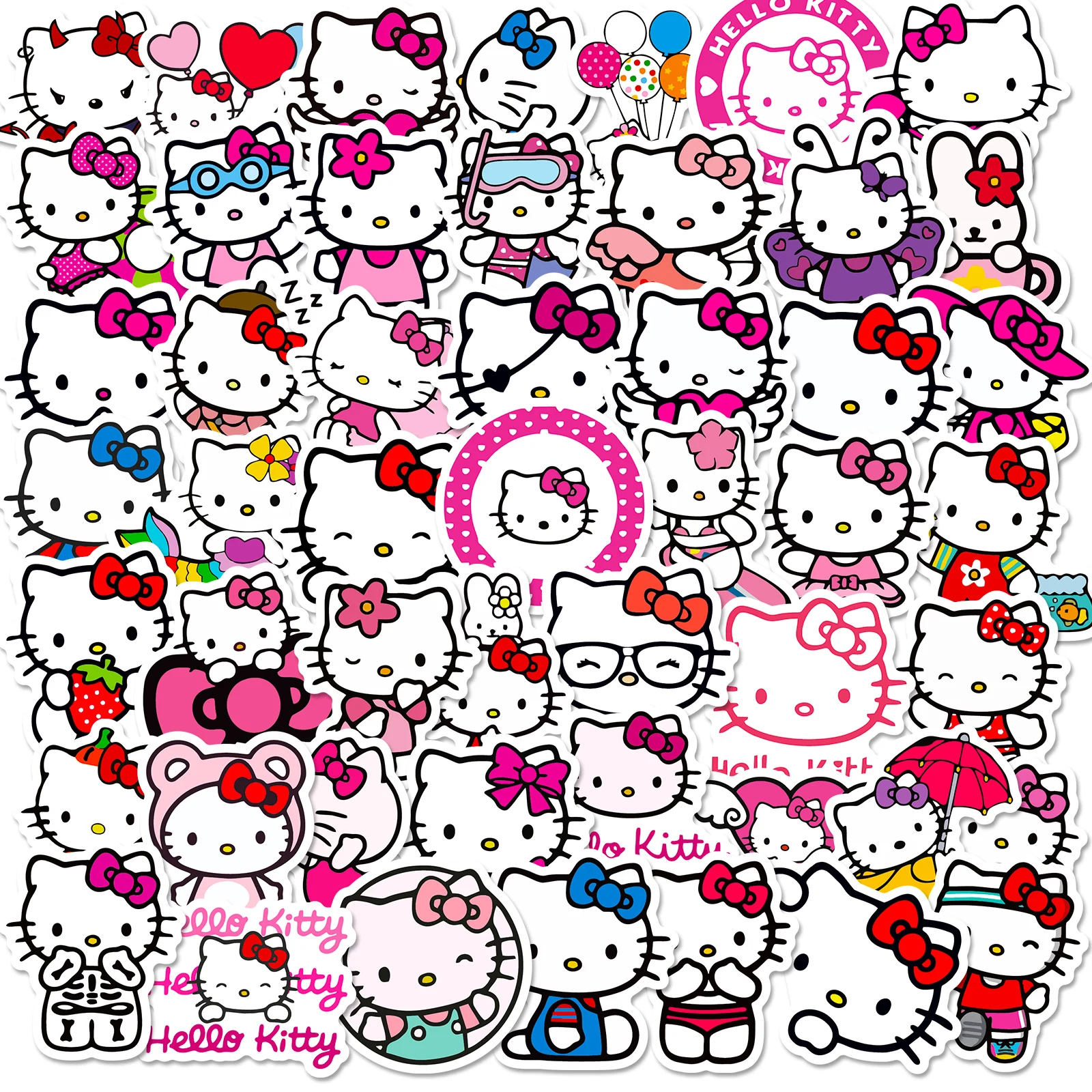 10/30/50 Uds Sanrio Hello Kitty pegatinas bonitas decoración maleta Scrapbooking teléfono portátil papelería pegatina de juguete para niños