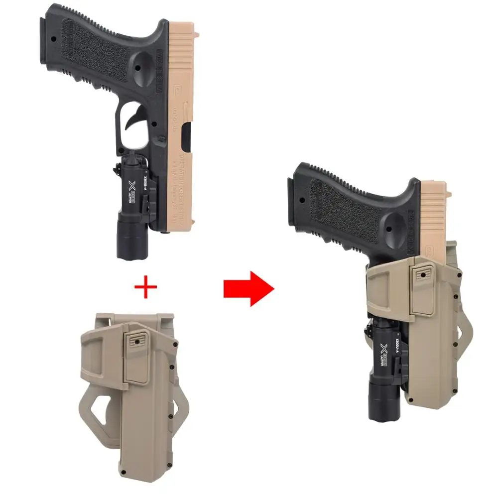 Taktische Klassiker Glock 17 18 19 Pistole Holster Für X300 X400 Waffe Taschenlampe Airsoft Colt M1911 P320 Taille Pistole Holster