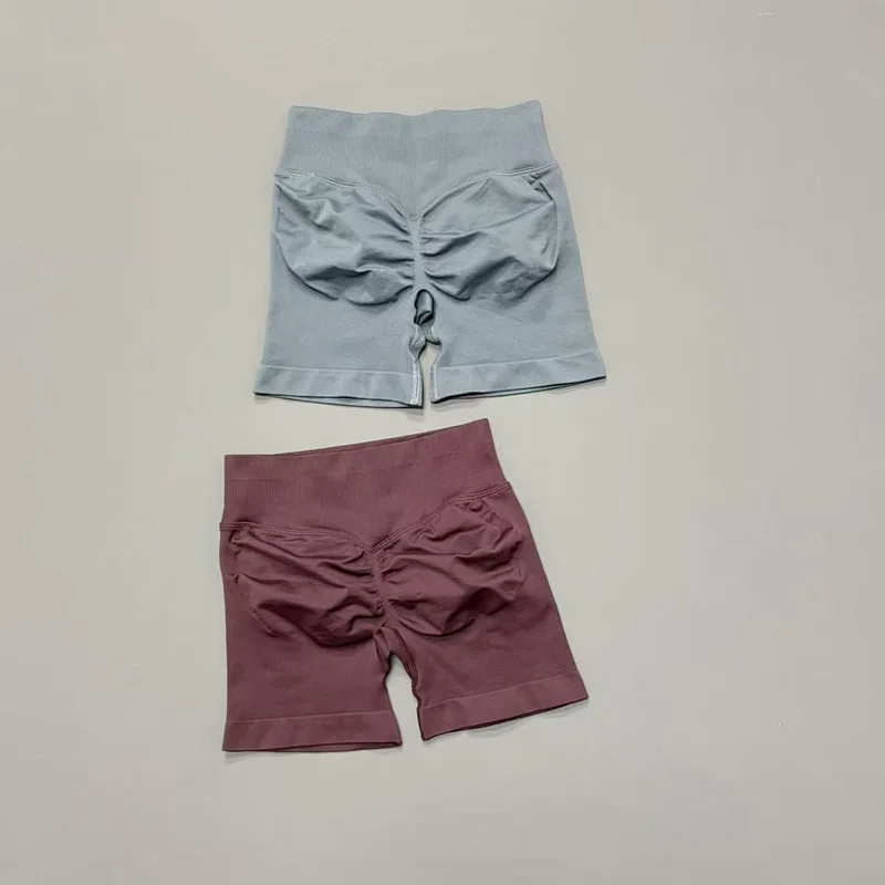 HISTELLO Sports Shorts Low Waist Solid Color Seamless Butt Lifting High Stretch Breathable Yoga Gym Fitness Workout Shorts image 5