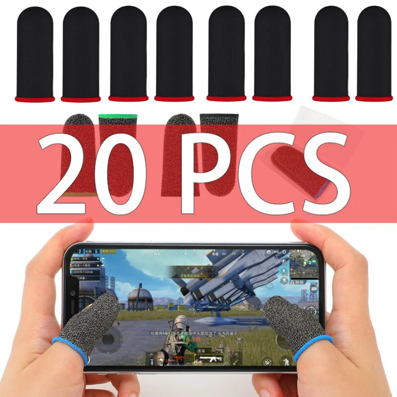 20/40 piezas de fundas para dedos para PUBG Mobile, cubiertas transpirables para control de juegos, guantes luminosos para pantalla táctil.