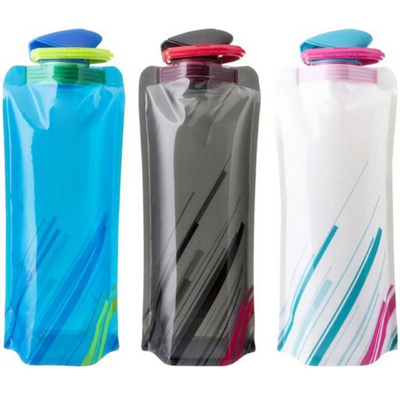 700ml Hiking Camping Reusable Portable Ultra-Light Outdoor Sports Drop Transport Water Bags Foldable Soft Water Bag