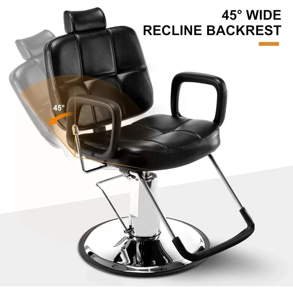 

Hydraulic Reclining Barber Chair – Heavy Duty Salon Seat | for Hair Stylists, Shampoo & Tattoo Use – Beauty Salon Equipment