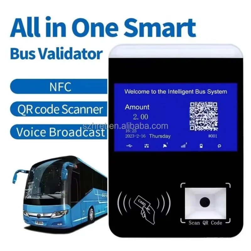 Hot Sale 2+16GB Bus POS Terminal 4G GPSNFC QR Code Contactless Payment Bus Validator Vehicle Mounted Ticketing