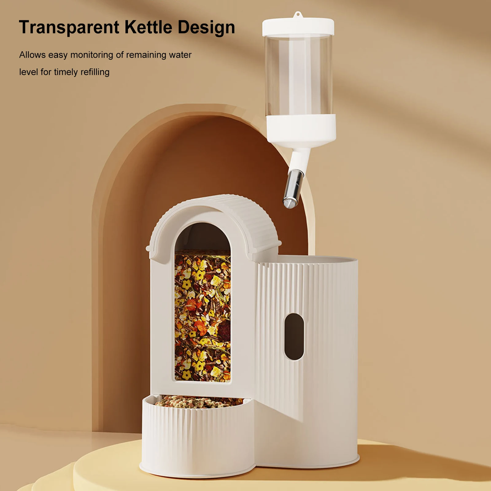

2-in-1 Automatic Food Bowl No Drip Hamster Feeder And Waterer Food Water Dispenser with Water Bottle for Hamster Guinea Pig Cage