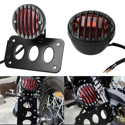 Motocycle Black Round Metal Motorcycle Tail Brake Light for Harley Bobber Chopper Custom