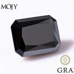 MOJY Black Color Loose Moissanite Stones Radiant Cut 0.5~8.0ct Gemstones with GRA Pass Tester Fine Jewelry Material Gem Beads