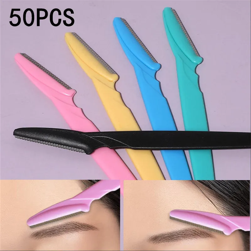 5/10/50 Pz Rasoio sopracciglia Strumenti di Trucco Sicuro Eye Brow Rasoio Viso Corpo Depilazione Lame di Rasoio Donna Sopracciglia Che Modella Coltello