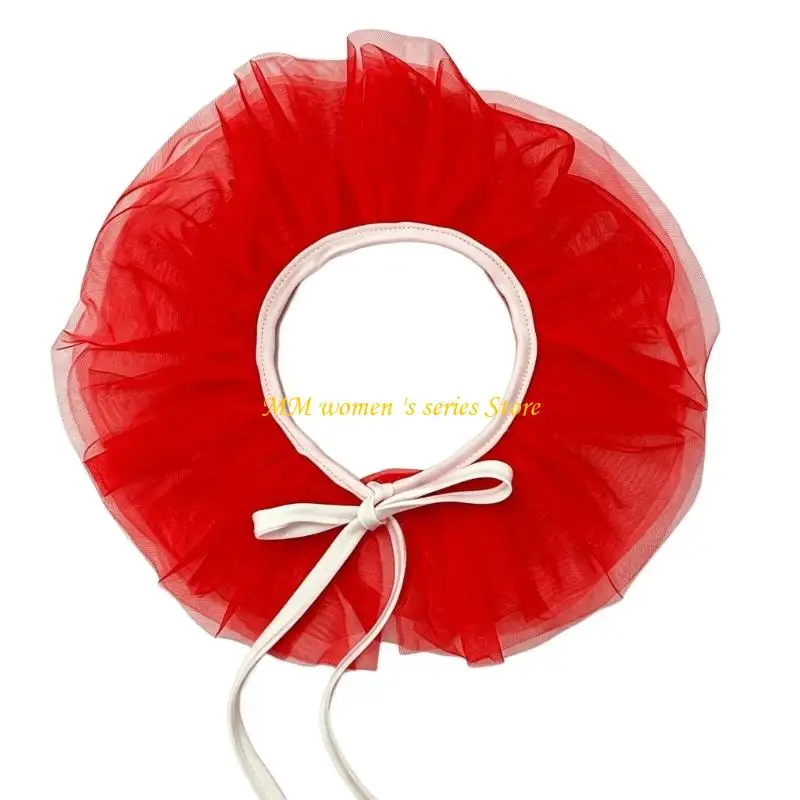 Q39C Layered Tulle Halloween Neck Collar Costume Accessory with Tie Closure for Themed Photos Dress Styling and Party Wear