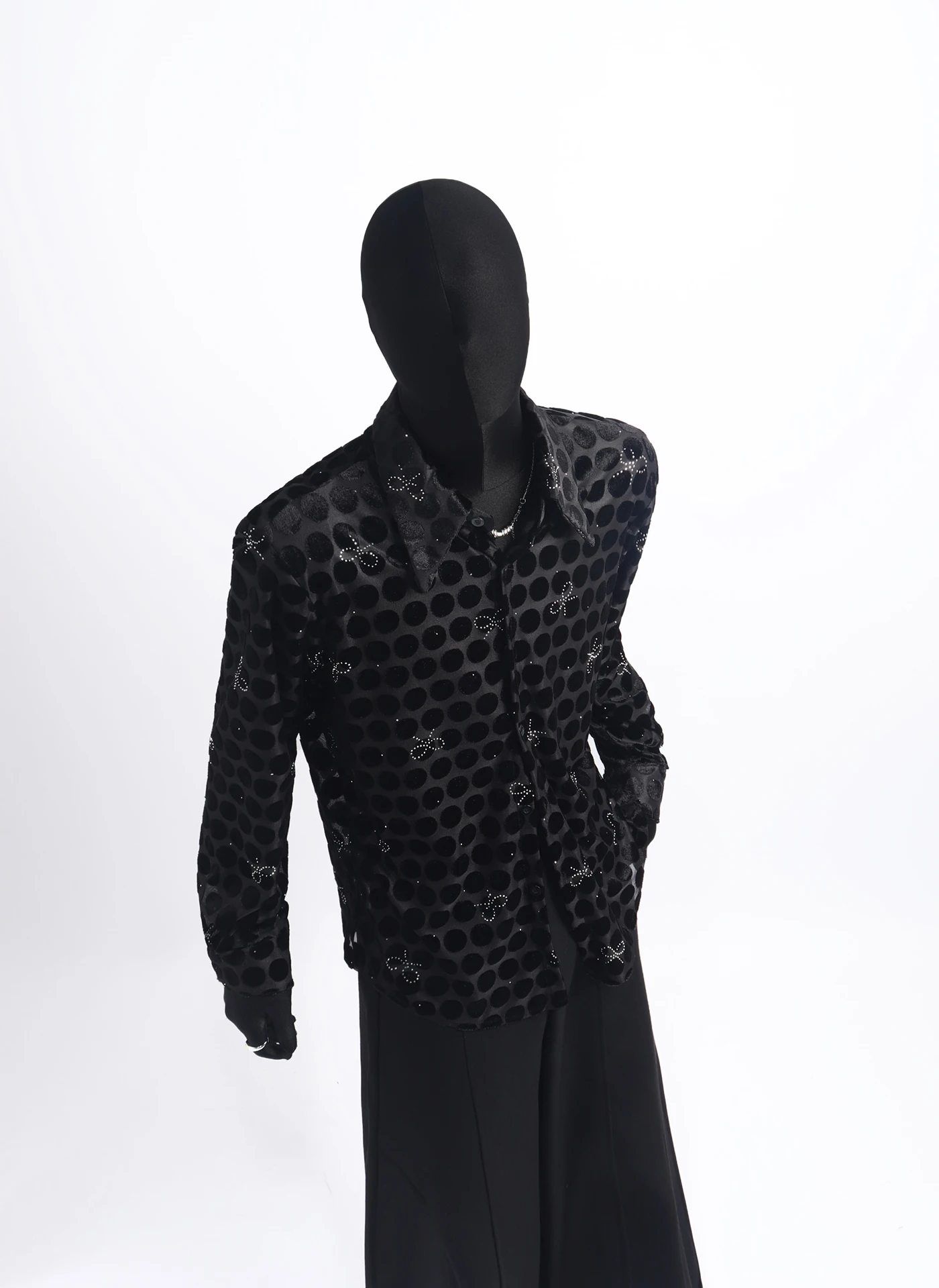 Korean Fashion Trend High-End Polka Dot Heavy Embellished Long-Sleeve Shirt Breathable Fashionable Handsome Boy Casual Shirt