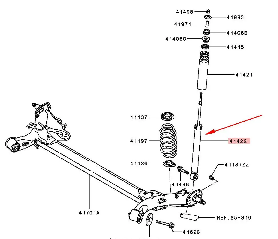 

2 PC Rear Suspension Absorber Shock for Mitsubishi Mirage Space Star A03A 4162A219