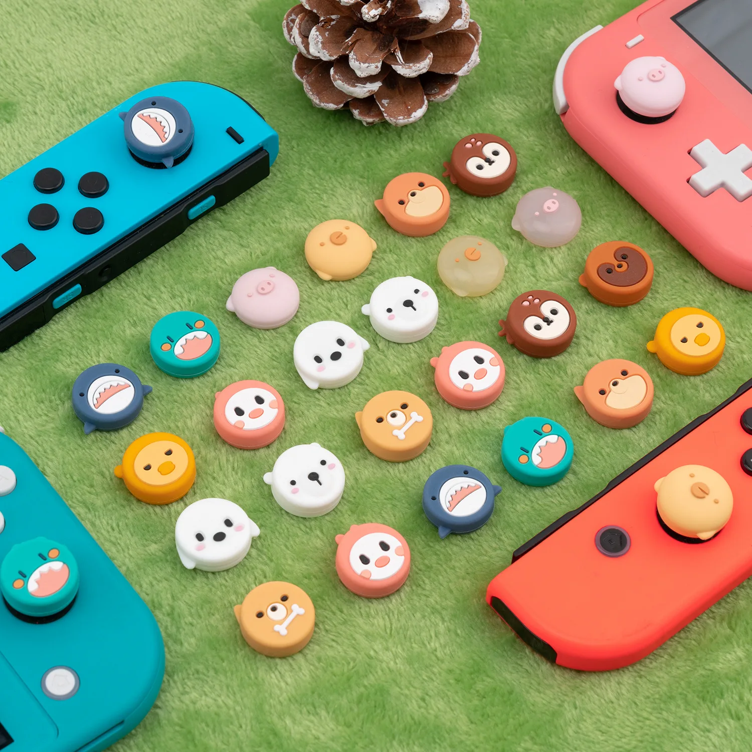 For Nintendo Switch Lite NS Controller Cover Animal Crossing Fruit Cherry Pear Orange Thumb Stick Grip Cap Joystick Cover