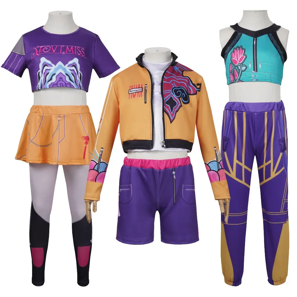 Halloween Huntrix KPop Mira Zoey Rumi Cosplay Costumes Sets for Children Kids Girls Cosplay Anime Uniform Gifts