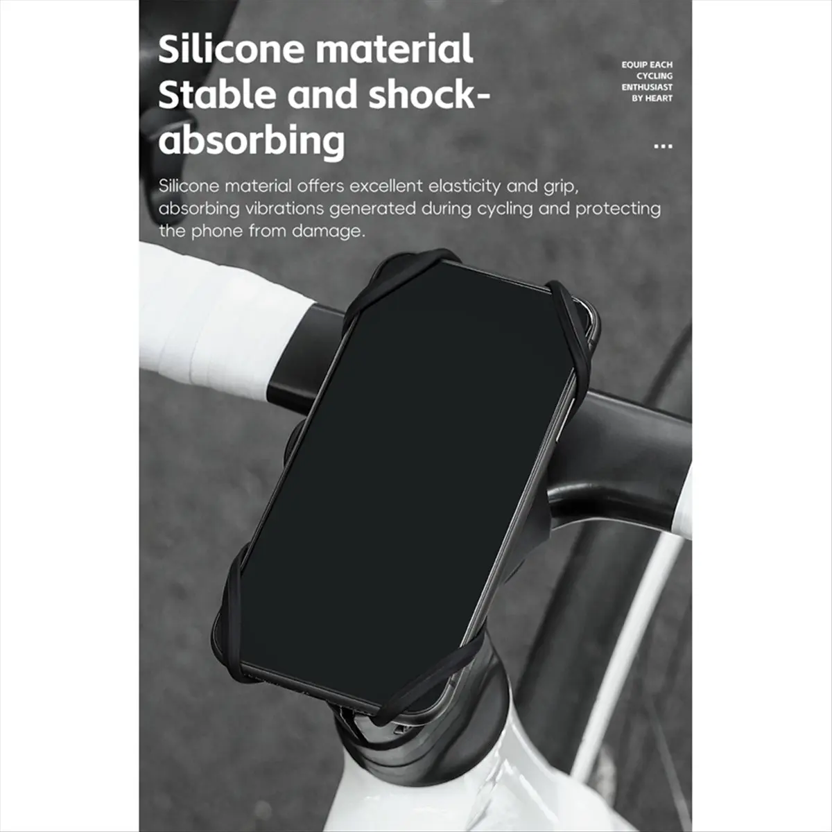 N14R Top 4-6.7 Inch Bicycle Motorcycle Mobile Phone Holder Bracket Silicone Support Silicone Pull Type for All Phone Stand Black