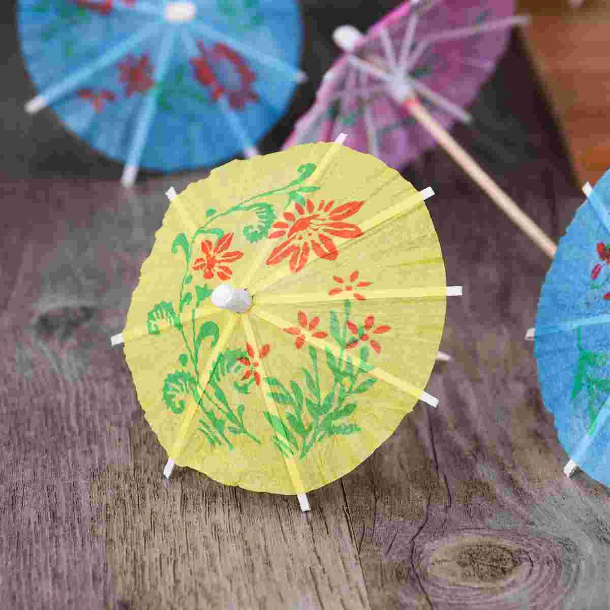 Cocktail Drink Umbrellas OUNONA Parasol Picks for Drinks Disposable Mini Parasols