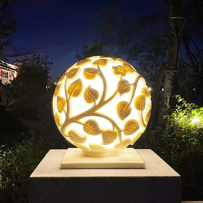 

IP65 Waterproof Outdoor Solar Bollard Light with Artificial Stone Finish 3000K Color Temperature for Garden Wall Pillar Lighting