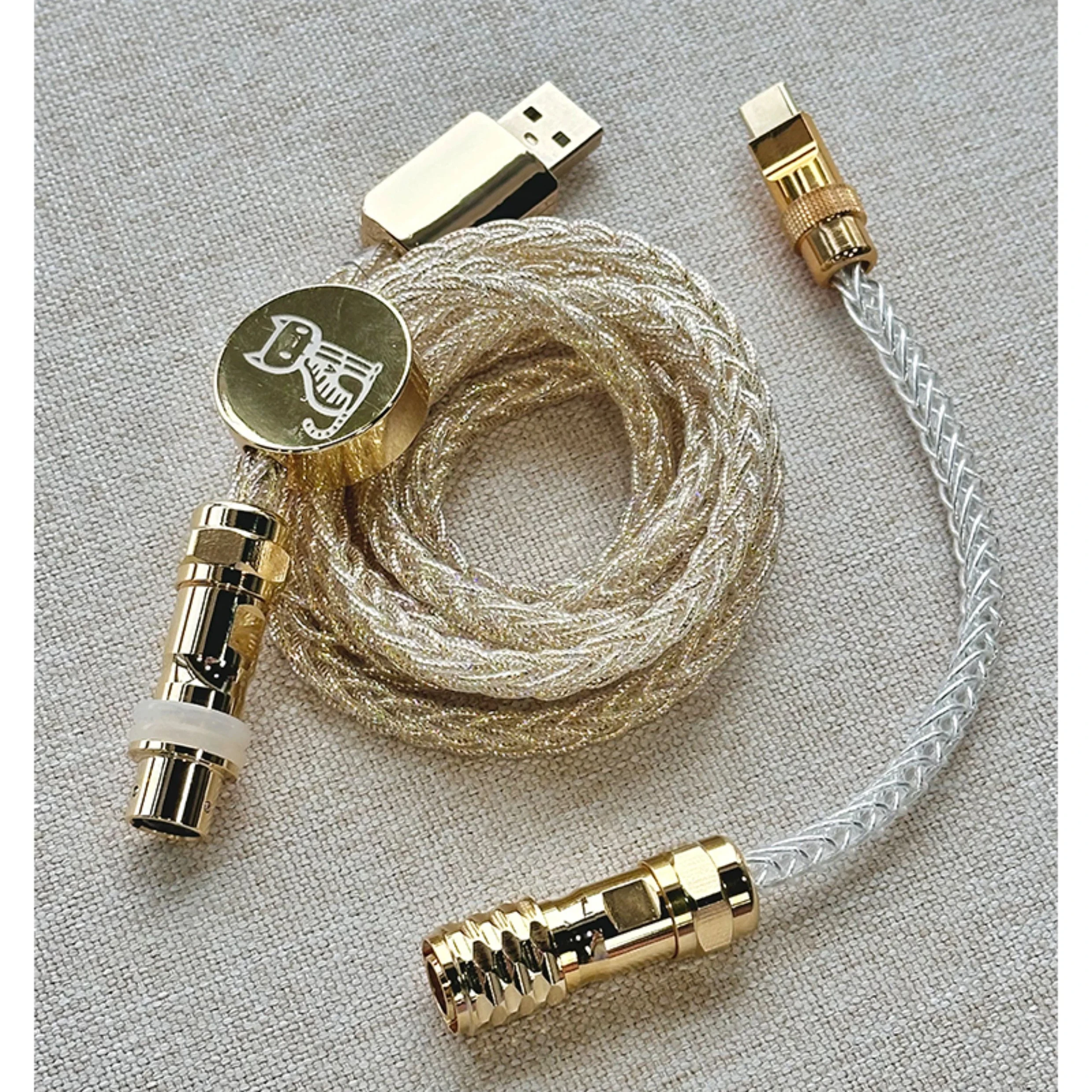 Custom Keyboard Cable, Single Crystal Copper Aviation Connector, Gold Wire, Single Color Warm Light D07 Usb-typec 1.4m