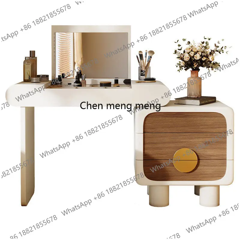 

Medieval cream style dresser bedside table integrated high-end feeling bedside flip makeup table
