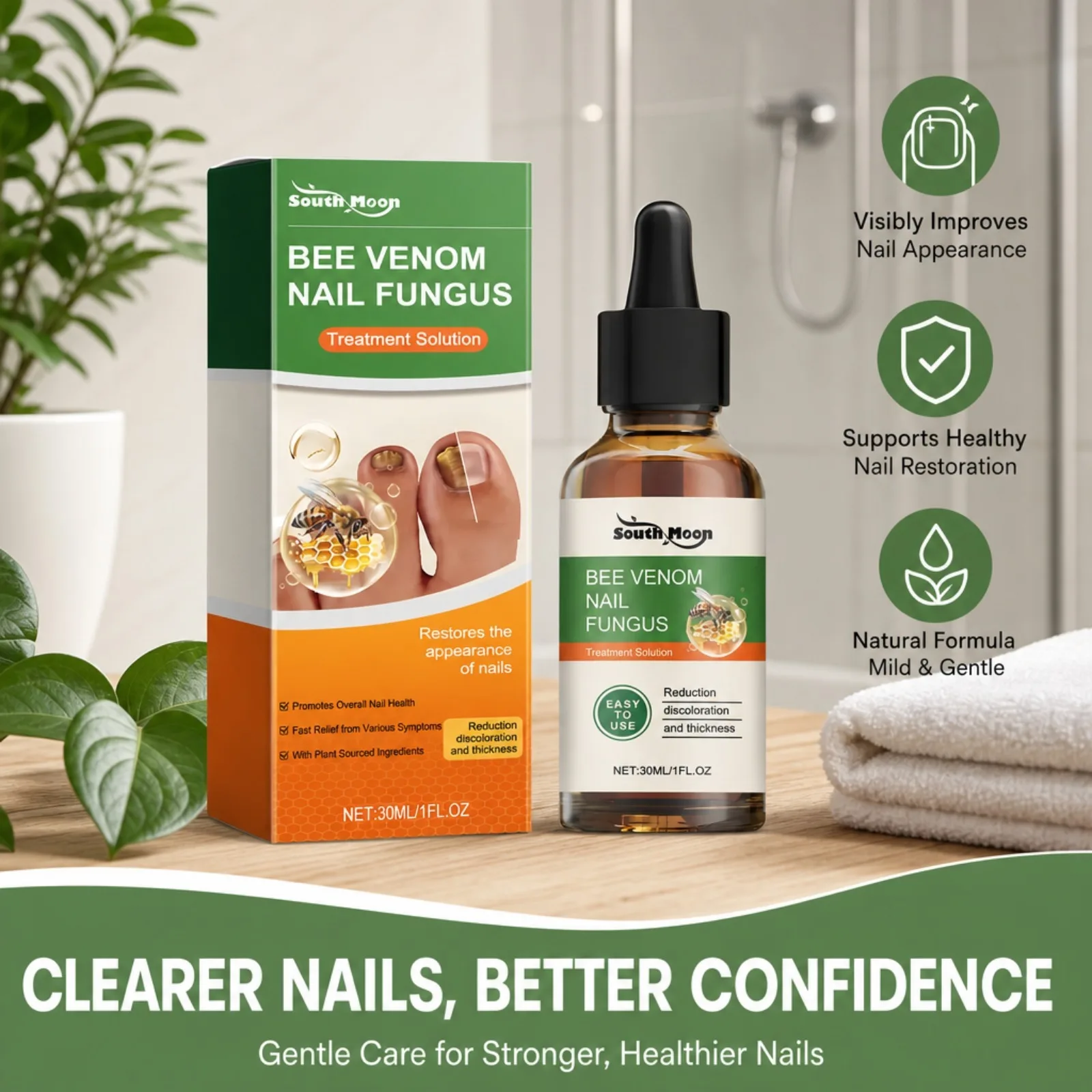Bee Venom Nail Care Solution Health Maintenance Repair Nail Discoloration Thickening Hand Foot Nail Daily Care Essence