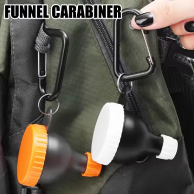 Protein Powder Funnel & Mini Bottle Set , 50ml Portable with Carabiner & Reinforced Cap for Fitness Traveling Workout