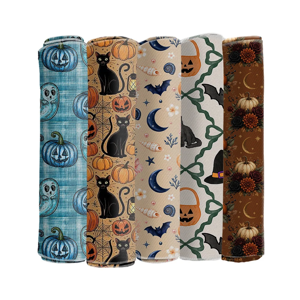 Halloween Printed Polyester Fabric Peach Skin Fabric Trill Fabric Bullet Fabric for Cleaning Cloth Phone Pouch Laptop DIY Gift