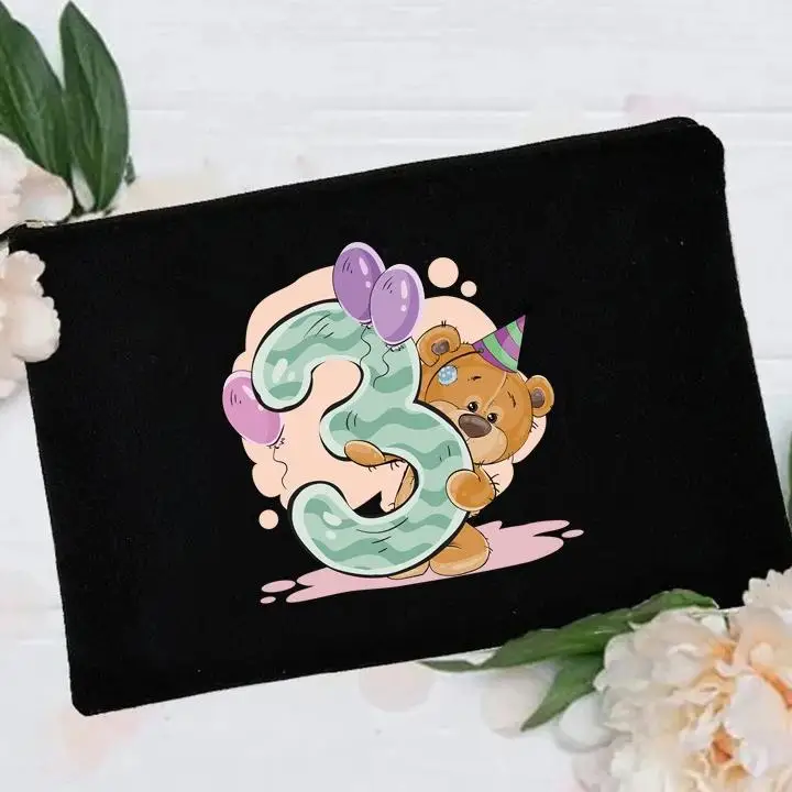 

Холщовая косметичка с изображением медвежонка алфавита, легкая косметичка для вечеринок и хранения волшебных палочек, аксессуары для вечеринок