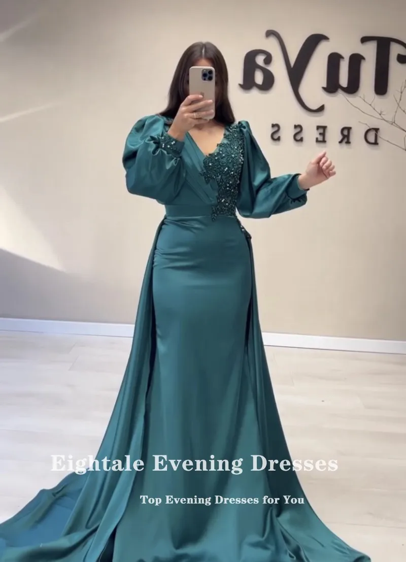 Eightale-Vestidos de Noche árabes para fiesta de boda, un hombro, satén con cuentas, Rosa caliente, Formal, sirena, vestidos de graduación de celebridades