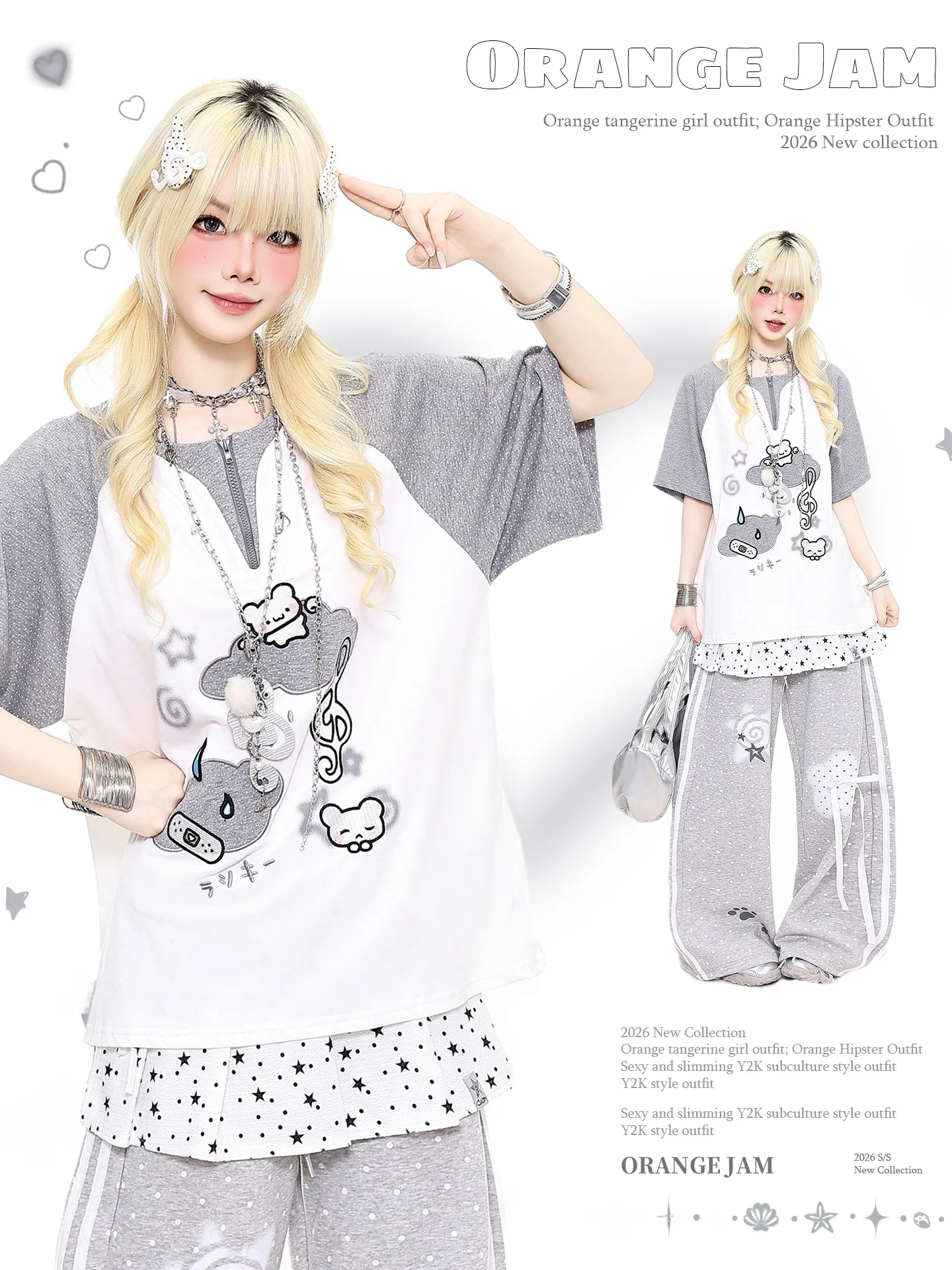 Summer New Style Orange Marmalade  Embroidery Loose Short Sleeve T-Shirt Women's Fashion Casual Breathable Top