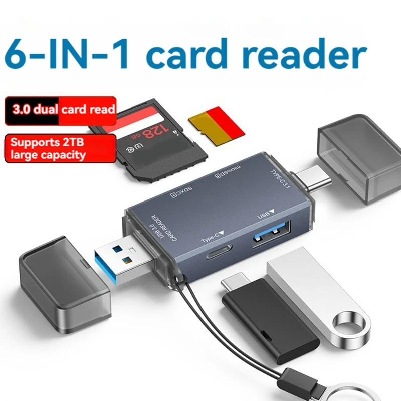 Lector de tarjetas USB 3,0, dispositivo de memoria inteligente para PC, portátil, TF