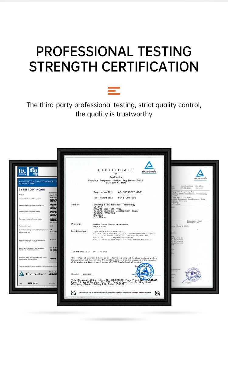 ETEK RCCB Type EV 2P 4P Earth Leakage Circuit Breakers for Car Evse Chargeing Station RCD 40A 63A 30ma EKL6-63EV 10KA Din Rail