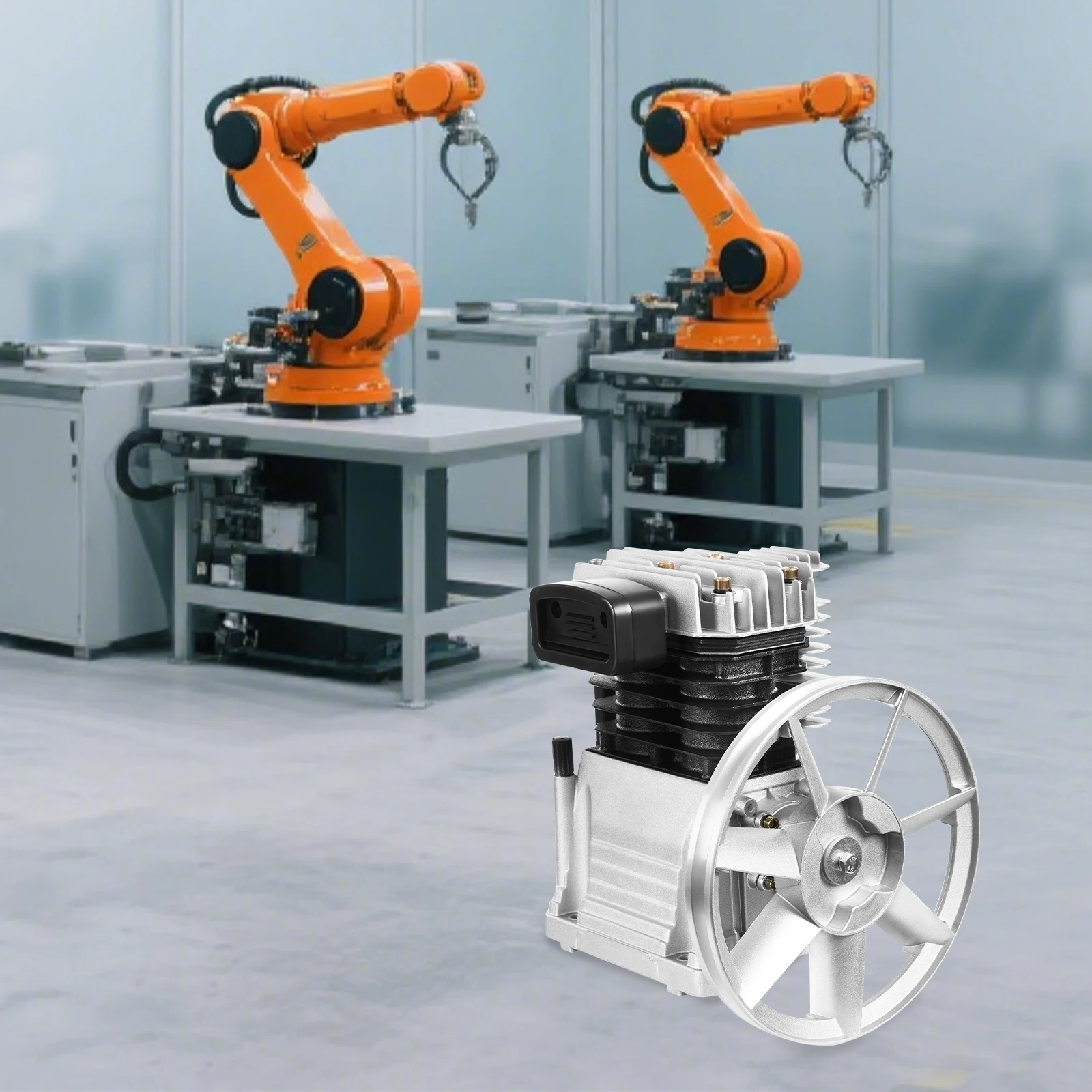 

Головка насоса воздушного компрессора, 3 л.с., 66 галлонов/мин, 145 фунтов на квадратный дюйм, одноступенчатый двухцилиндровый универсальный пневматический инструмент, низкое энергопотребление типа 2065