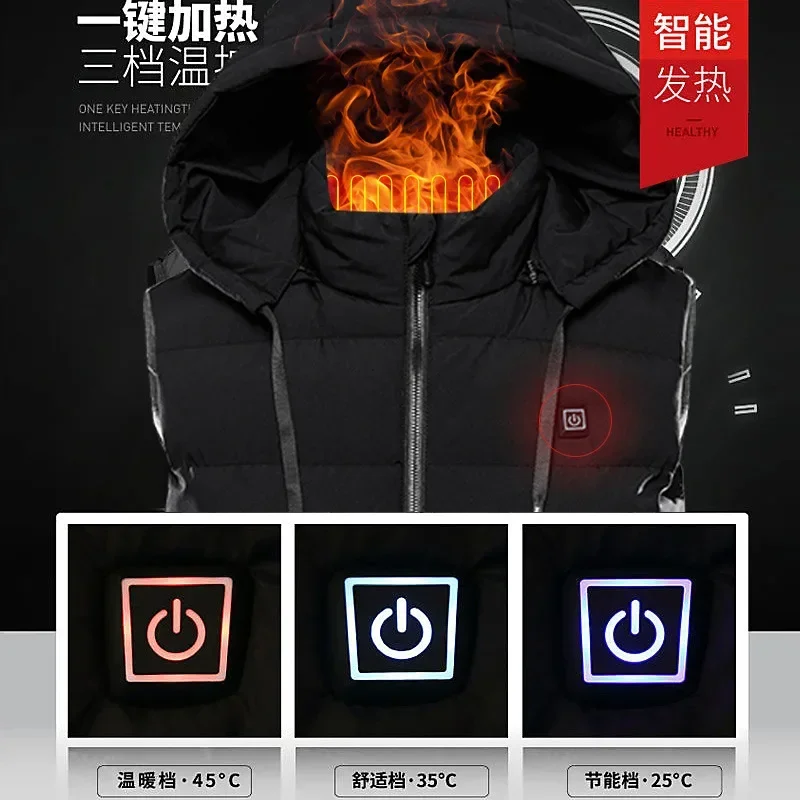 Ciclismo zona de paseo 9 chaleco calefactable chaqueta abrigo calefacción eléctrica inteligente ropa térmica cálida invierno calentado caza senderismo