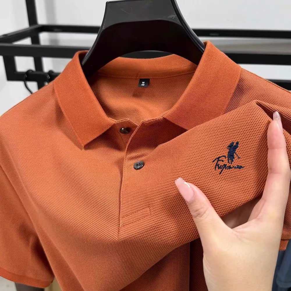 

Модная вышитая рубашка поло с коротким рукавом, летняя мужская рубашка для гольфа, деловая повседневная рубашка с коротким рукавом