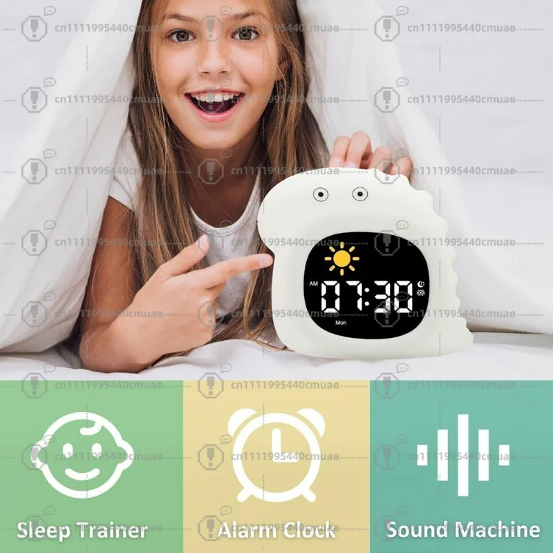 Hot sale children get up mini intelligent design alarm clock white noise sound machine night light ringtone children alarm clock