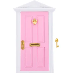 Mini Wooden Door Spire Door Miniature Play House Accessories Diy Wood Model Decor For Girls Home Figurines Miniatures