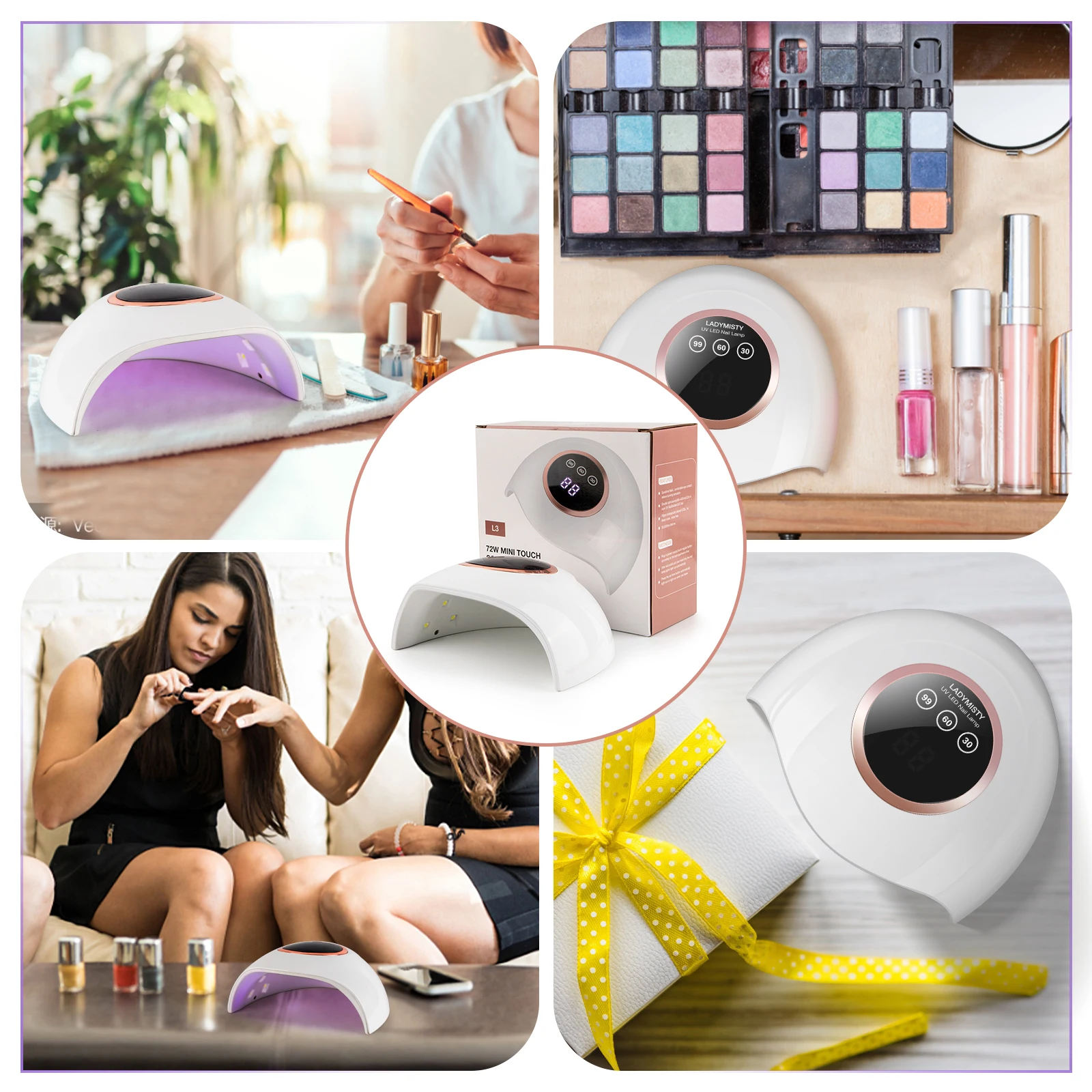 72W UV LED-nagellamp Lichte droger voor nagels Gellak met 18 kralen 3 timerinstellingen en LCD-aanraakscherm