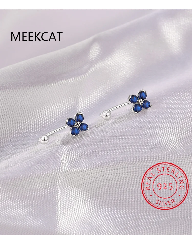 Real 925 Sterling Silver Fashion Four-petal Flower Beads Screw Stud Earrings For Women Wedding Party Fine Jewelry DA2412