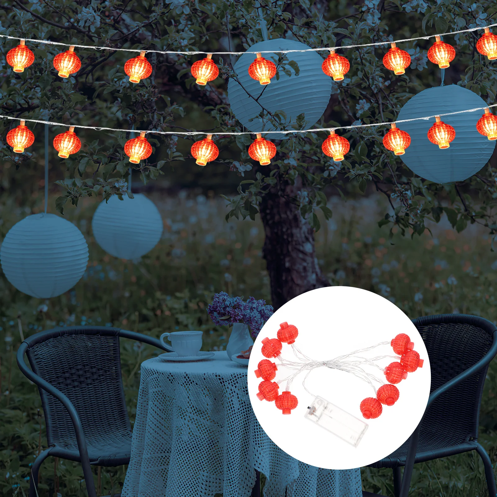 

1pc Led String Lights Red 2021 New Year Hanging Decoration For Home Yard Balcony Party Festival Spring Lantern Pendant