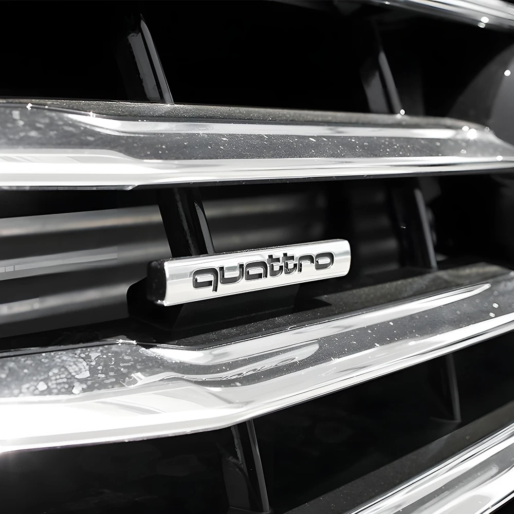 3D Black Car Logo Quattro Emblem Front Grille Badge Rear Trunk Sticker For Audi A1 A2 A3 A4 A5 A6 A7 A8 Q2 Q3 Q5 Q7 S3 S4 S5 S7 view 5