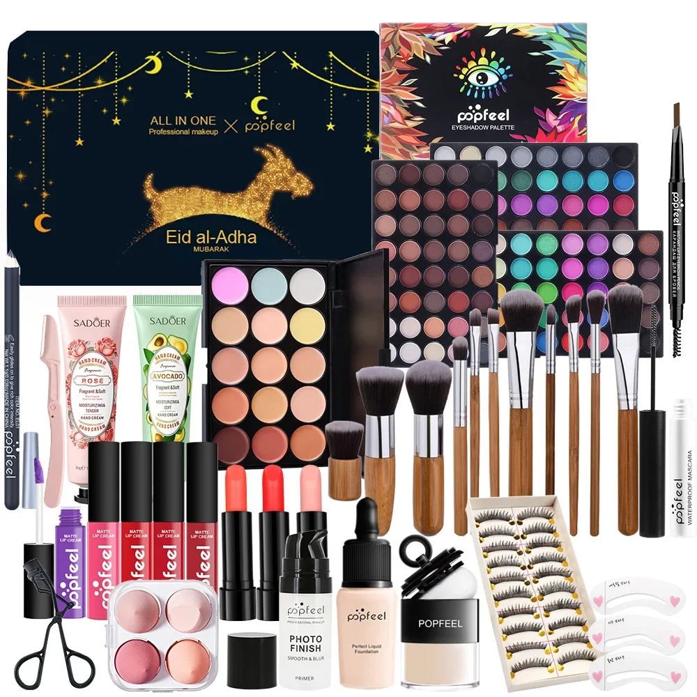 Kit de maquillaje Popfeel de edición limitada, conjunto completo todo en uno, sombra de ojos, delineador de ojos, base en polvo para cejas, juegos de lujo, regalos, cosméticos para mujer