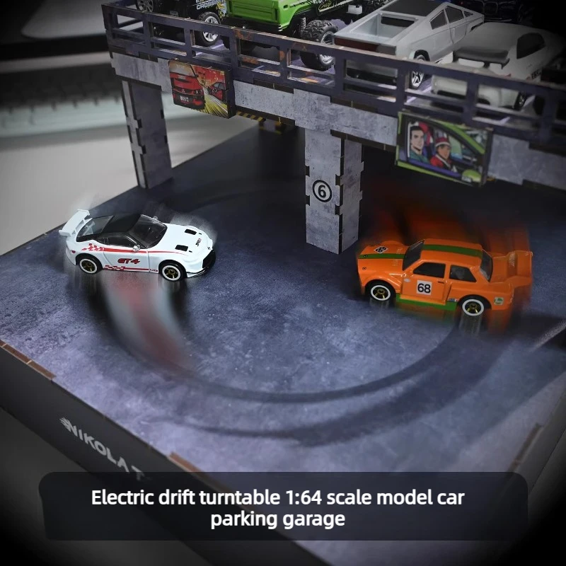 1:64 RC Car Model Parking Lot Electric Drift Turntable Multiple Tracks Realistic Scene Model DIY Assembly Drift Turntable Toy