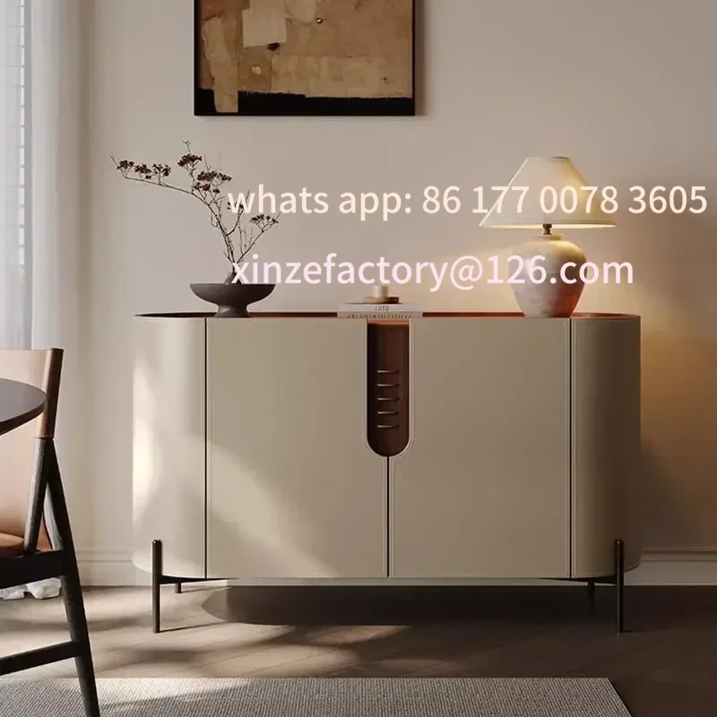 

Customizable Living Room Cabinets Display Cabinet Italian Saddle Leather CabiModern Simple Large Capacity Locker Storage Locker