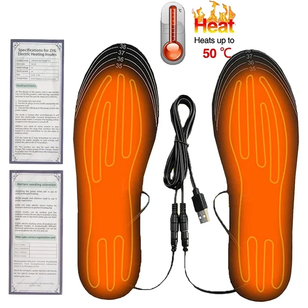 USB Heated Shoe Insoles Feet Warm Sock Pad Mat Electrically Heating Insoles Washable Warm Thermal Insoles Unisex WJ014 Insoles