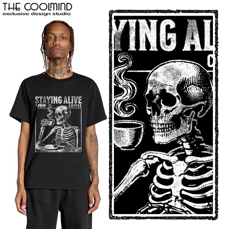 Coolmind U0020-T2 Skull Exclusive Graphic Men Tshirt Big Size Cool T Shirt Men Unisex Tee Shirts Tops