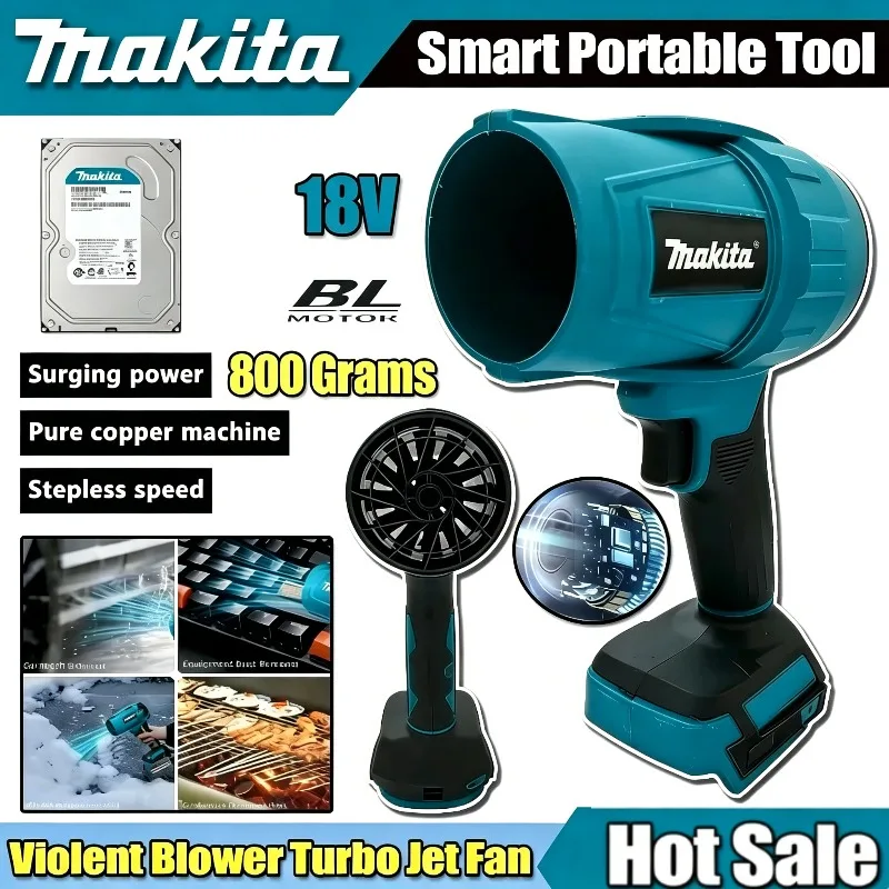 

Makita Violent Blower Electric Air Duster Turbo Jet Fan Wind Speed Turbo Rechargeable Power Tool with Light Car Cleaning Tool