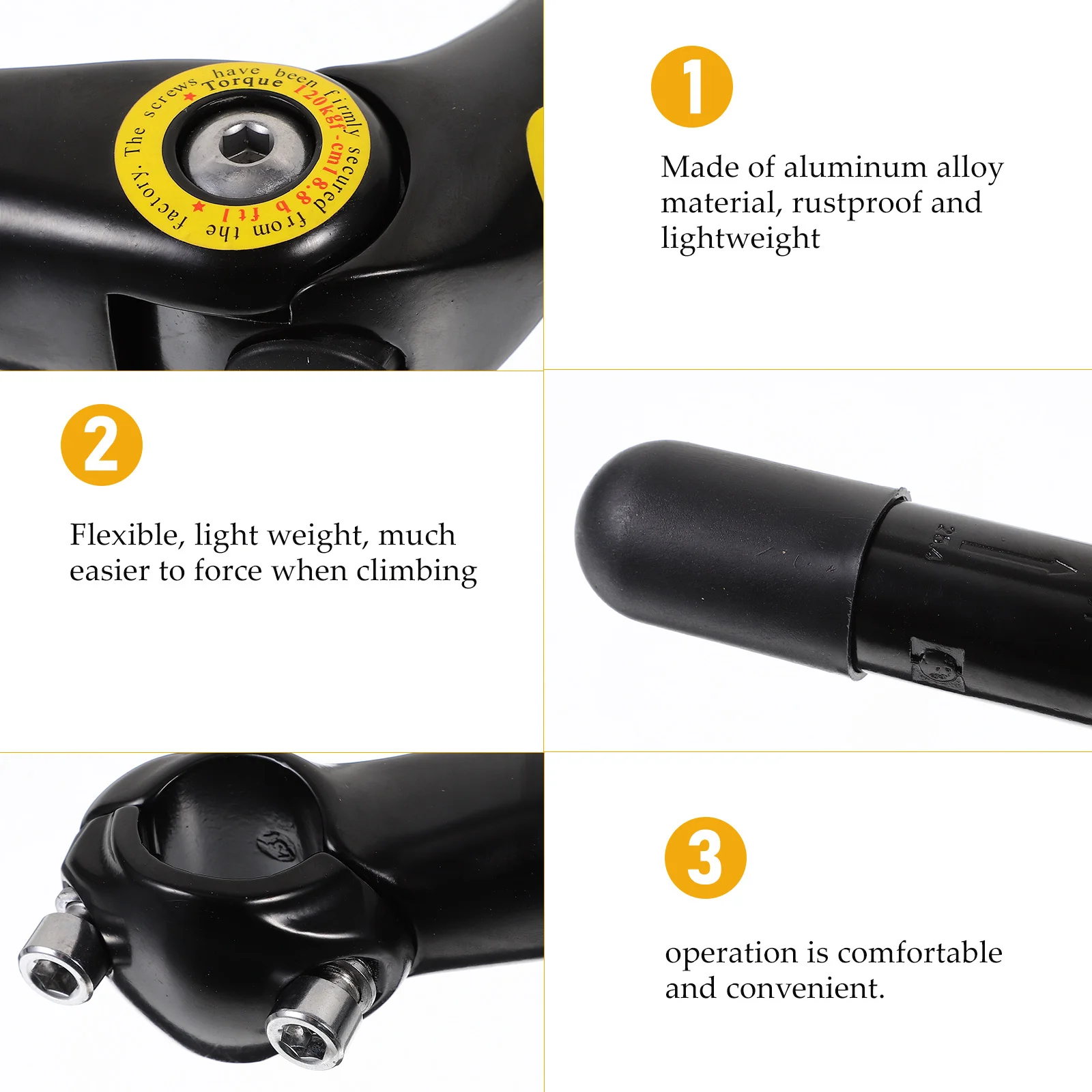 

Bicycle Handlebar Stem 25.4Mm Aluminum Alloy Lightweight Mountain Bike Riser For Road Black Handlebar Riser