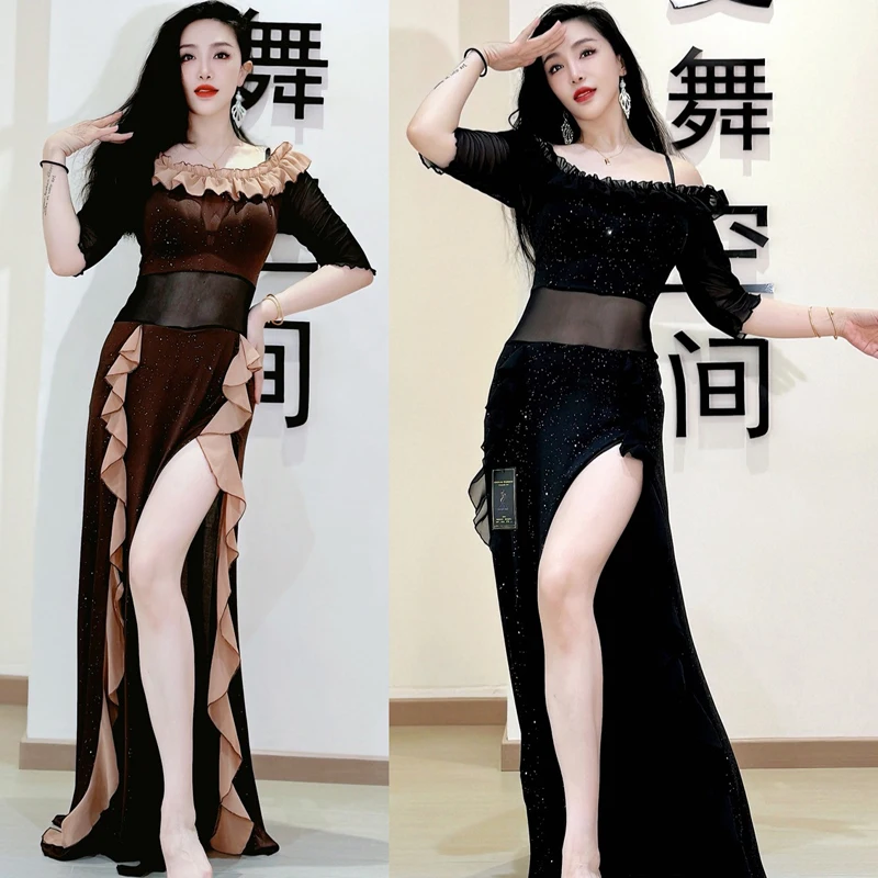 

Набор для практики BellyDance для женщин, элегантные темпераментные костюмы для выступлений, профессиональная тренировочная одежда для восточных танцев для взрослых